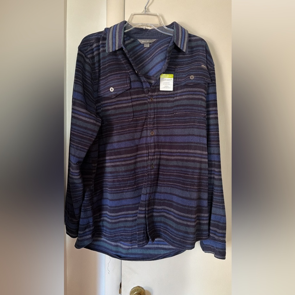 Eddie Bauer Blue and Black Microfleece Shirt